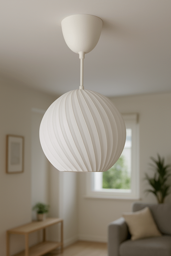 lámpara de techo moderna y decorativa colgada en interior minimalista
